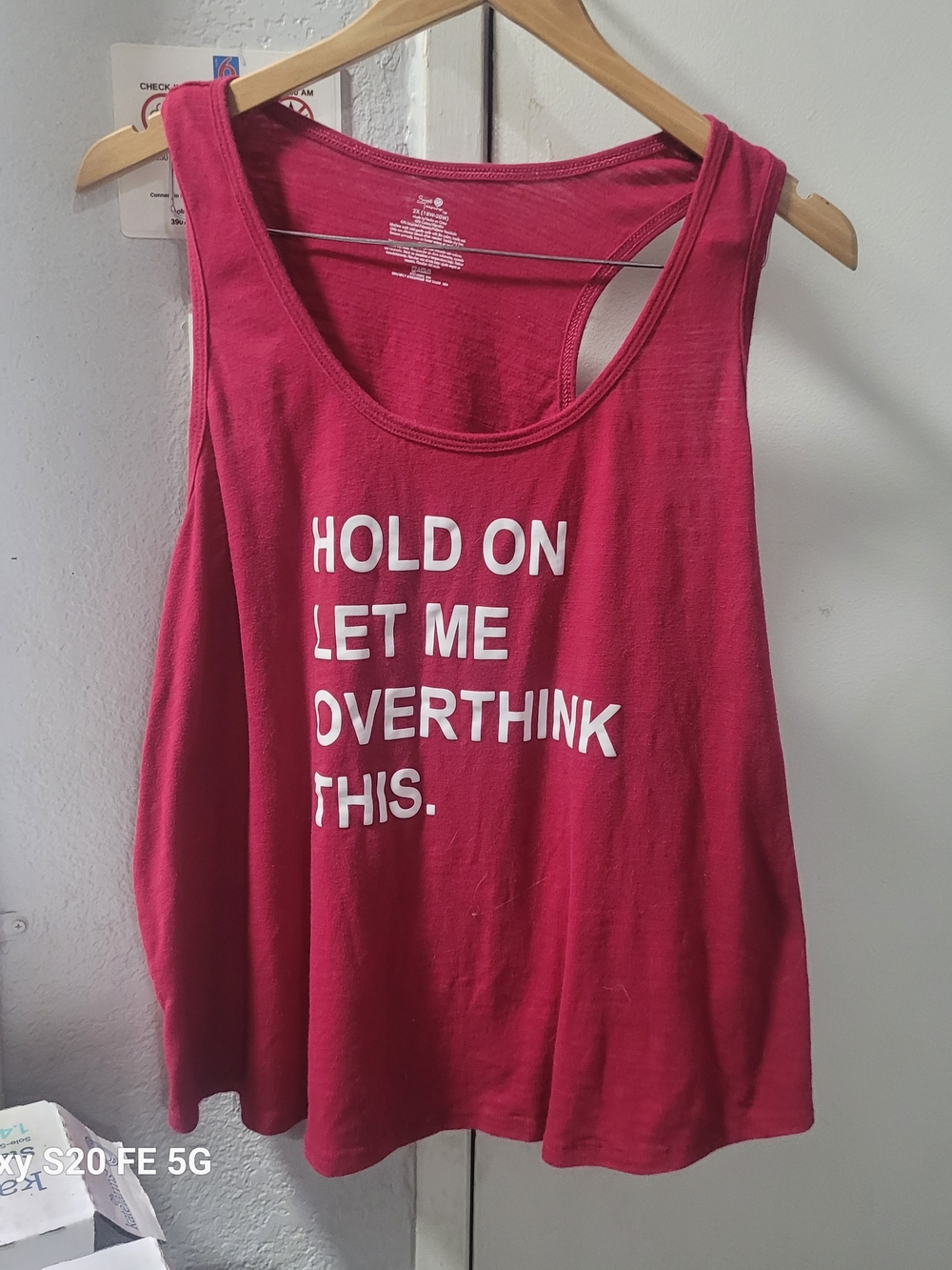 Secret Treasures Pink Graphic Tank Top - "Hold On Let Me Overthink This" 2x - Picture 1 of 3